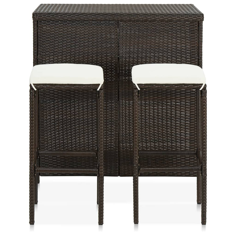 3-Delige Barset Poly Rattan Bruin