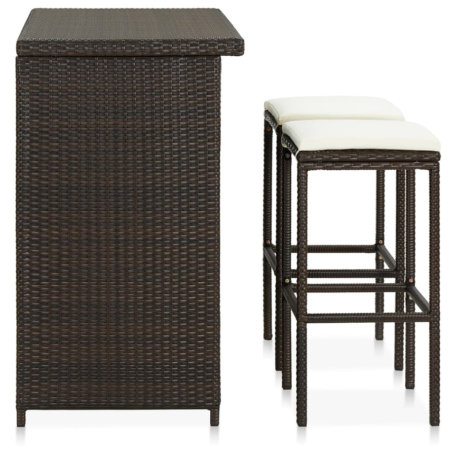 -Delige Barset Poly Rattan Bruin
