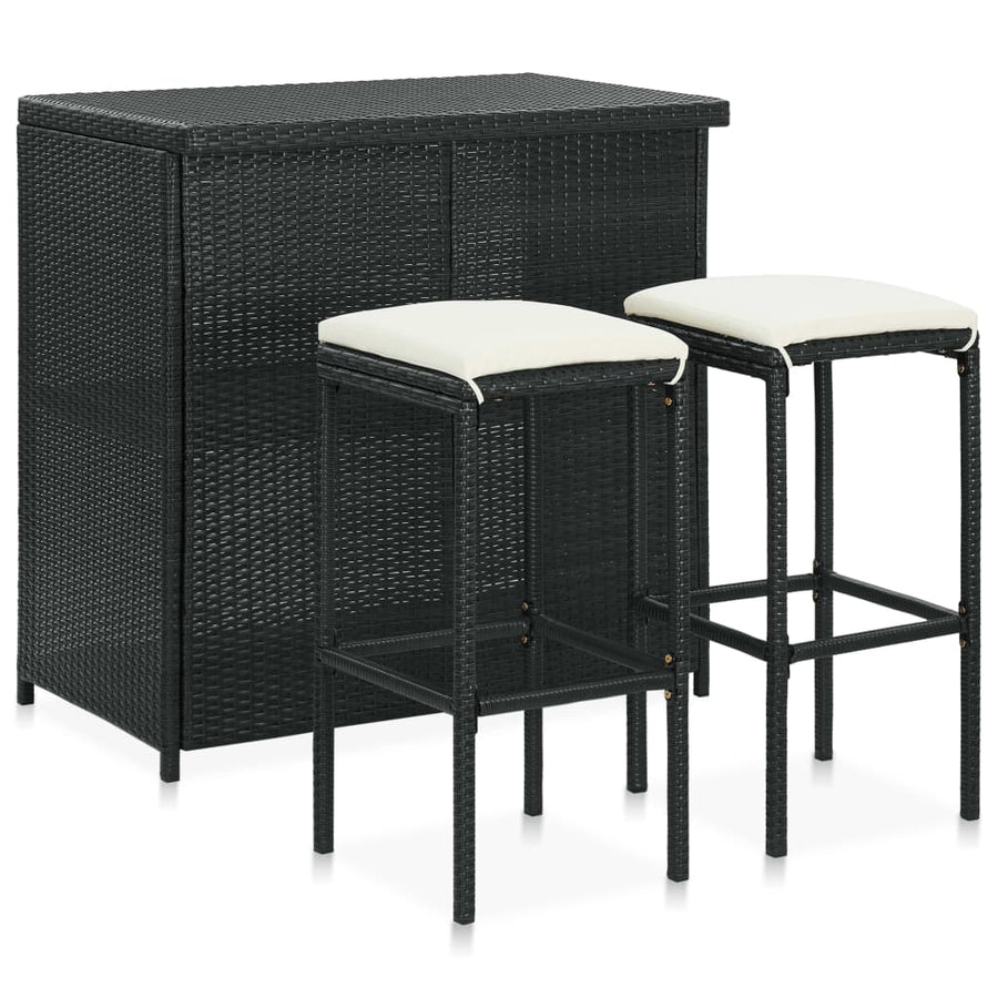 3-Delige Barset Poly Rattan Bruin