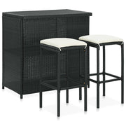 3-piece Bar Set poly rattan black