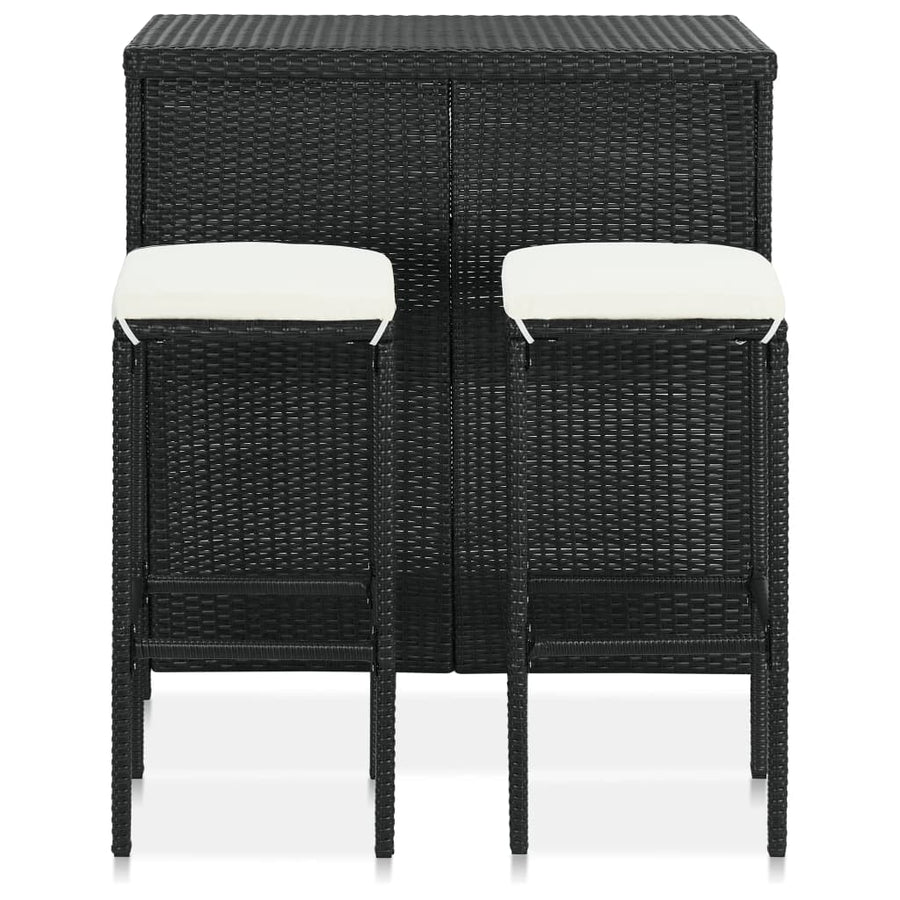 -Delige Barset Poly Rattan Zwart