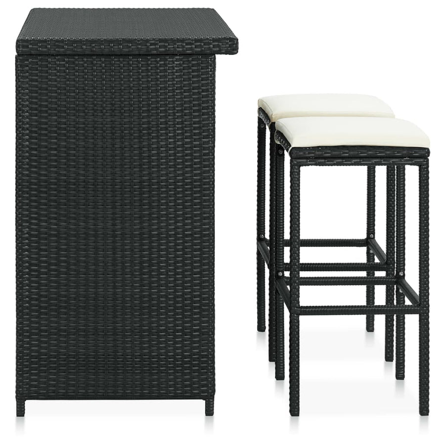 -Delige Barset Poly Rattan Zwart
