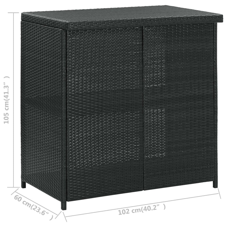 -Delige Barset Poly Rattan Zwart