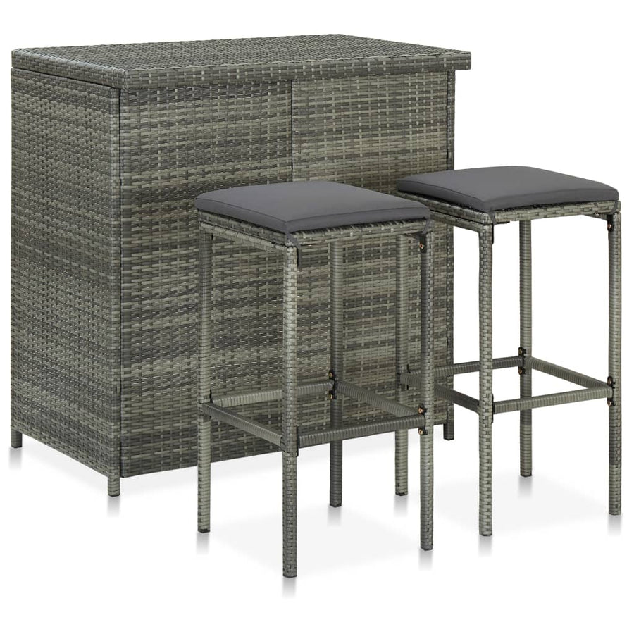 3-Delige Barset Poly Rattan Bruin