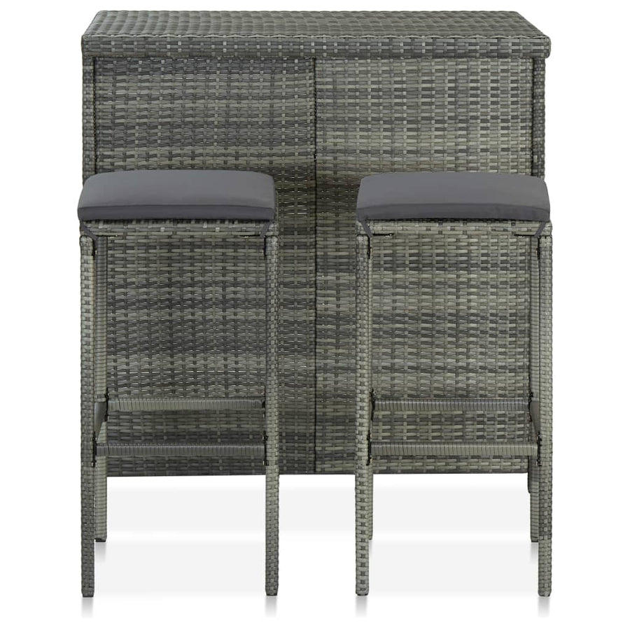 -Delige Barset Poly Rattan Grijs