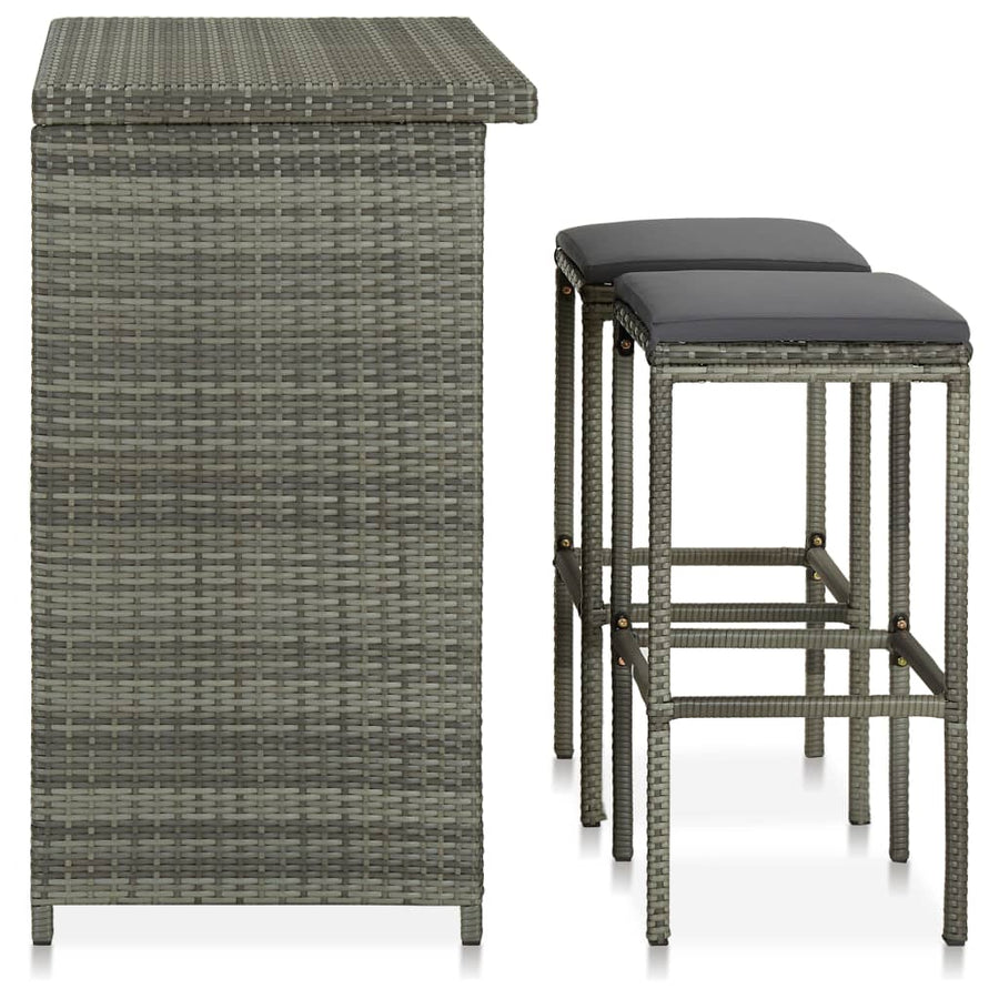 -Delige Barset Poly Rattan Grijs