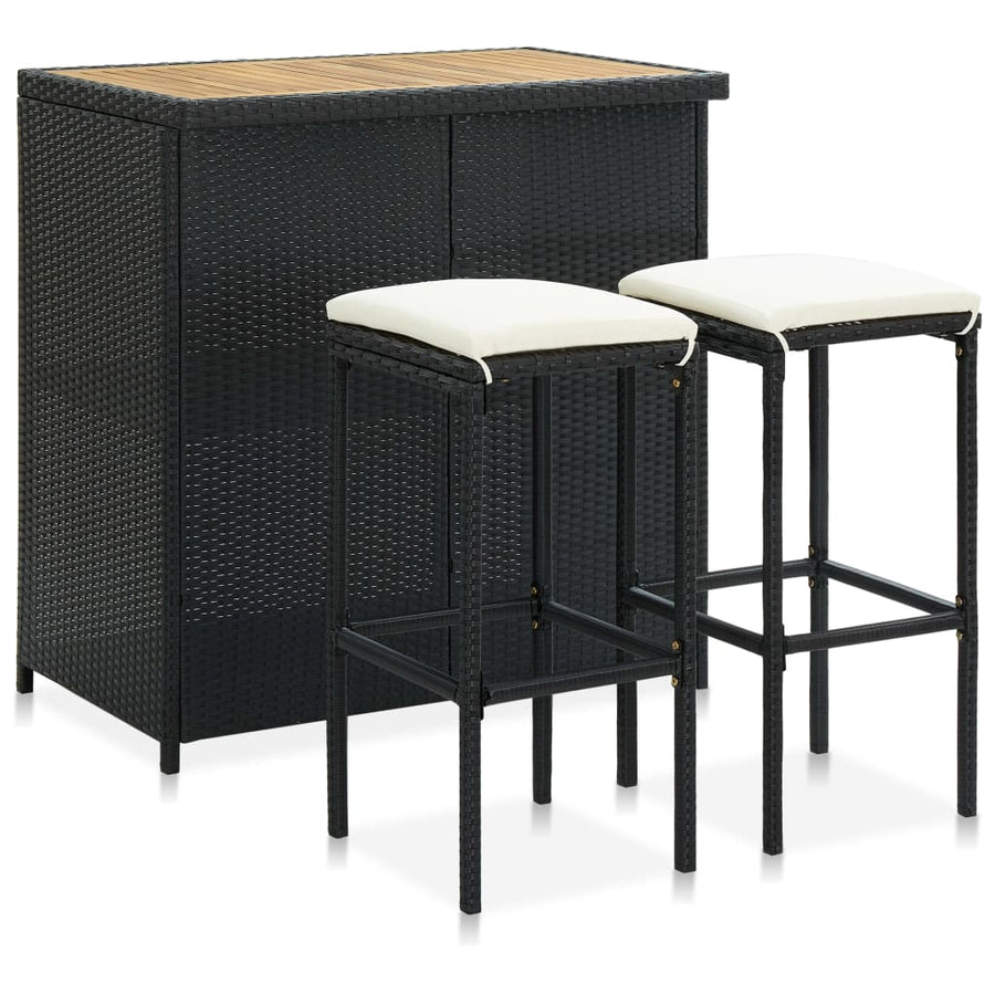 3-Delige Barset Poly Rattan Bruin