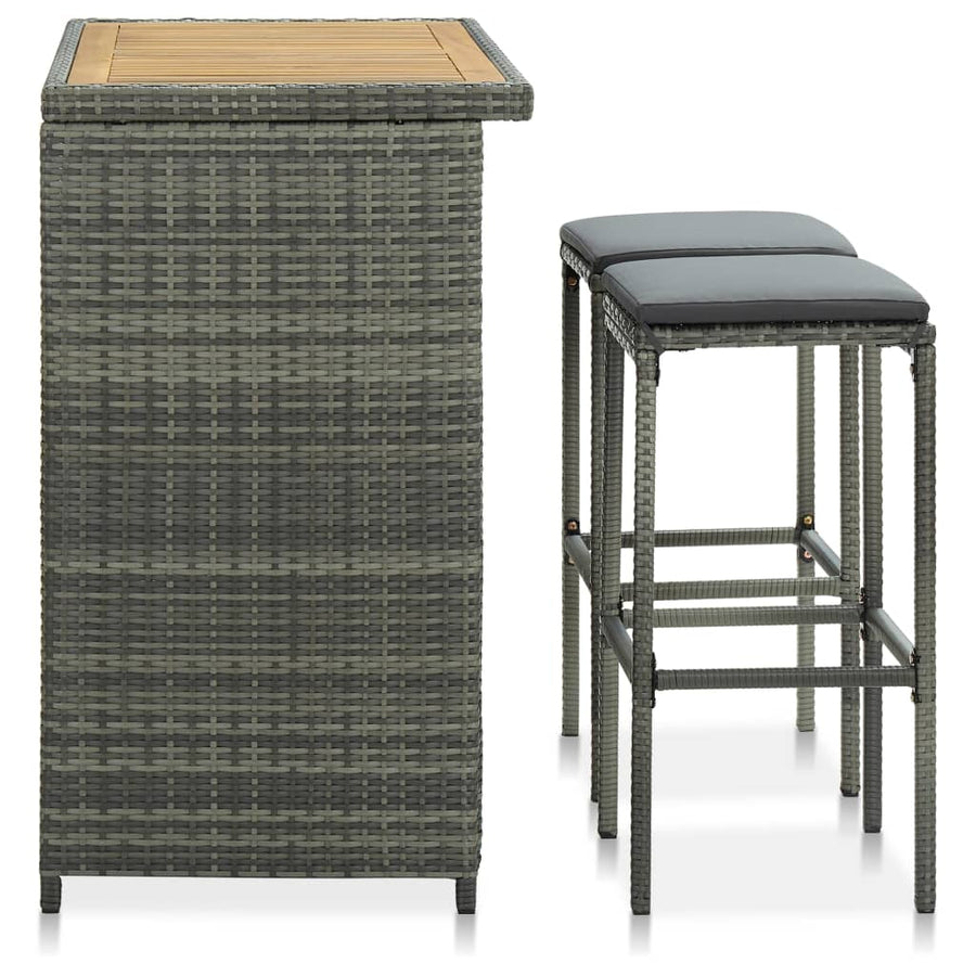 -Delige Barset Poly Rattan Grijs en bruin