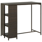 Bar table with storage rack 120x60x110 cm poly rattan brown