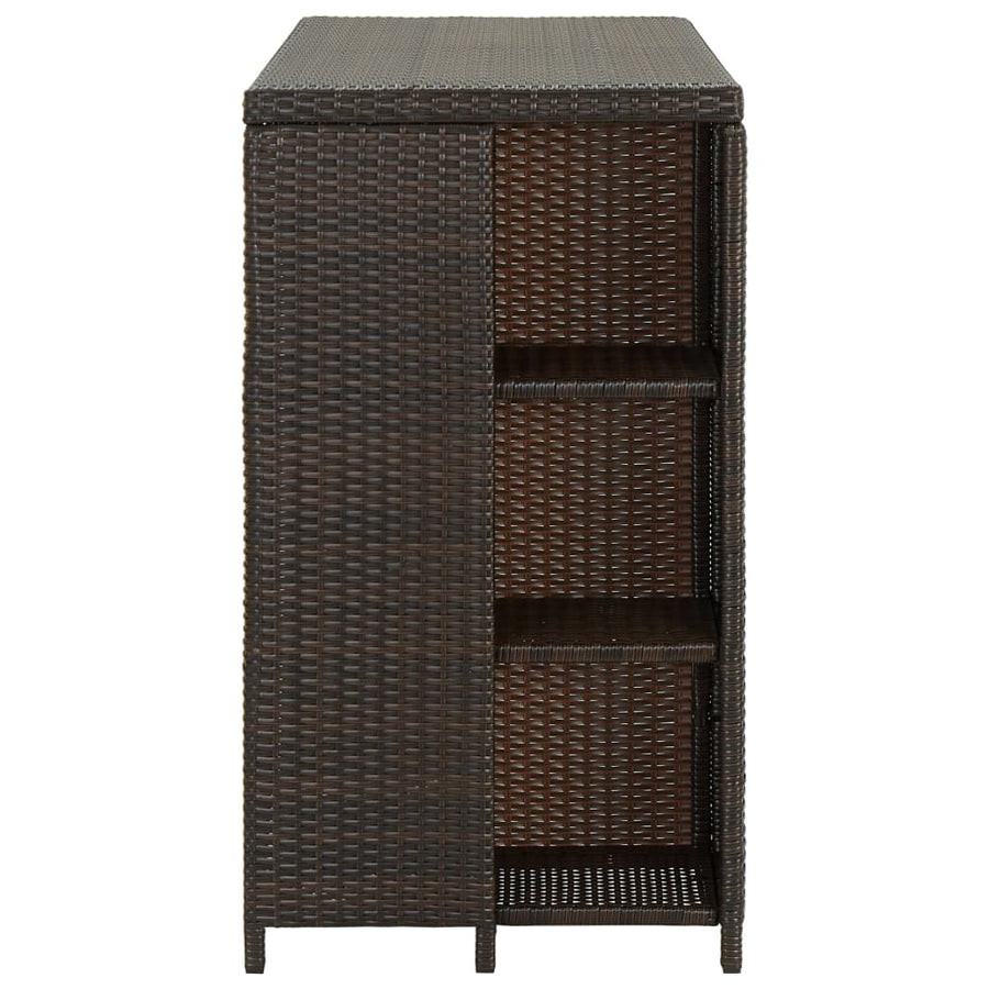 Bartafel Met Opbergrek 20X60X0 Cm Poly Rattan Bruin