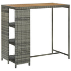 Bartafel 120x60x110 cm poly rattan grijs acaciahout