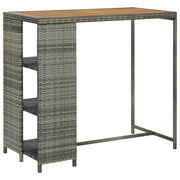 Bar table with storage rack 120x60x110 cm poly rattan grey