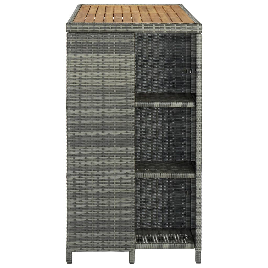 Bartafel Met Opbergrek 20X60X0 Cm Poly Rattan Grijs en bruin