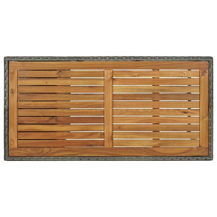 Bartafel Met Opbergrek 20X60X0 Cm Poly Rattan Grijs en bruin