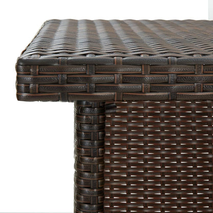 Hoekbartafel 00X50X05 Cm Poly Rattan Bruin