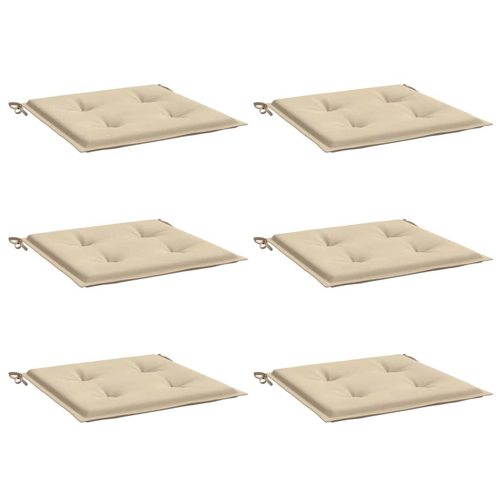 Tuinstoelkussens 6 st 40x40x4 cm oxford stof beige