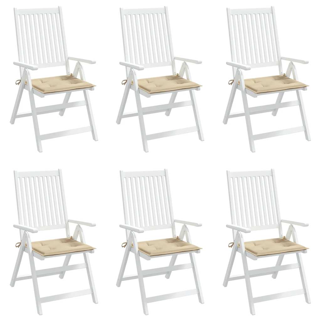 Tuinstoelkussens 6 st 40x40x4 cm oxford stof beige