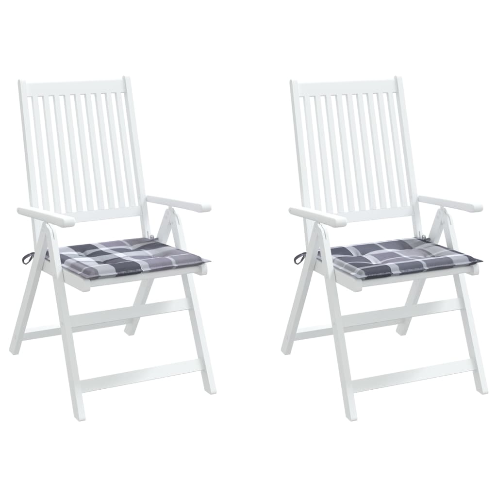 Tuinstoelkussens Oxford Stof Ruitpatroon Grijs 2 40 x 40 x 3 cm Grijs ruitpatroon