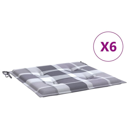 Tuinstoelkussens 6 st 40x40x3 cm oxford stof ruitpatroon grijs 6 40 x 40 x 3 cm Grijs ruitpatroon