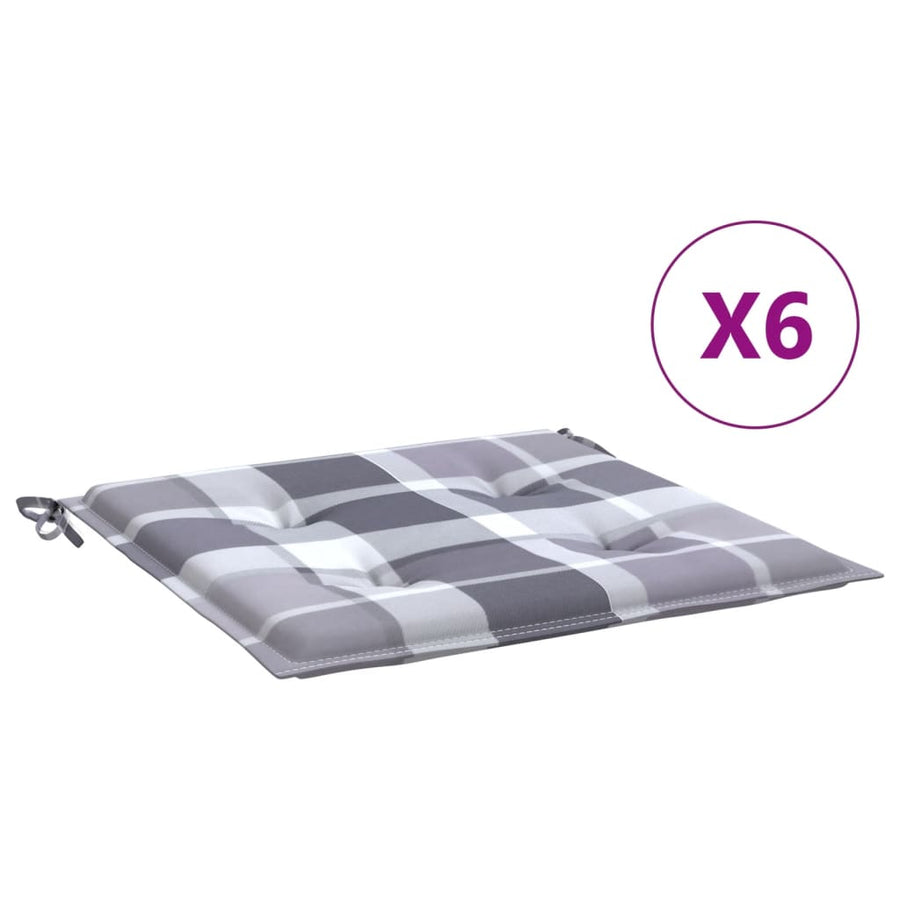 Tuinstoelkussens 6 st 40x40x3 cm oxford stof ruitpatroon grijs 6 40 x 40 x 3 cm Grijs ruitpatroon