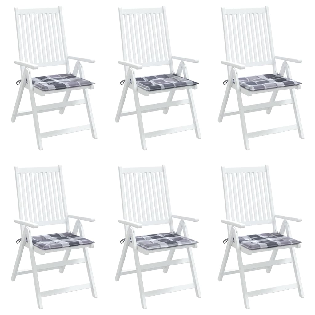 Tuinstoelkussens 6 st 40x40x3 cm oxford stof ruitpatroon grijs 6 40 x 40 x 3 cm Grijs ruitpatroon