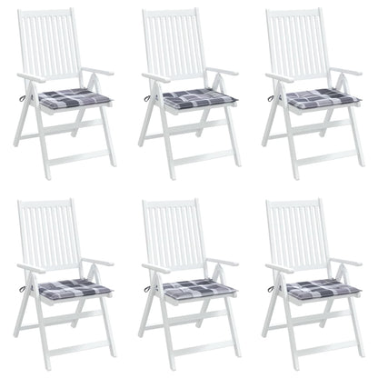 Tuinstoelkussens 6 st 40x40x3 cm oxford stof ruitpatroon grijs 6 40 x 40 x 3 cm Grijs ruitpatroon