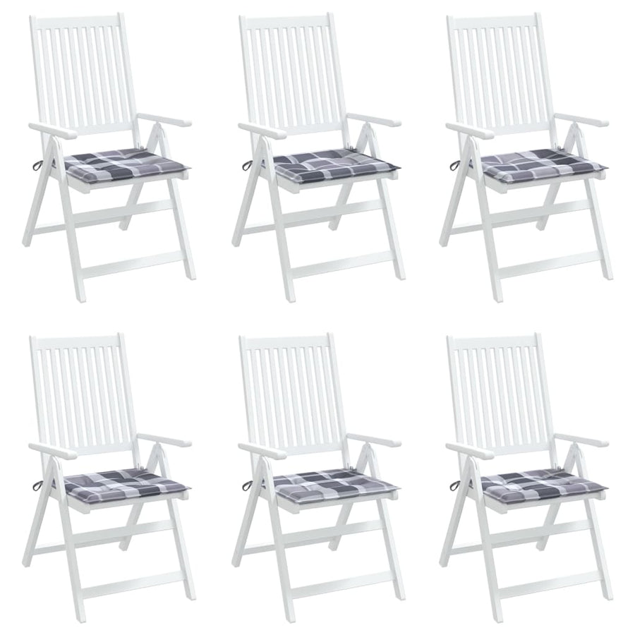 Tuinstoelkussens 6 st 40x40x3 cm oxford stof ruitpatroon grijs 6 40 x 40 x 3 cm Grijs ruitpatroon
