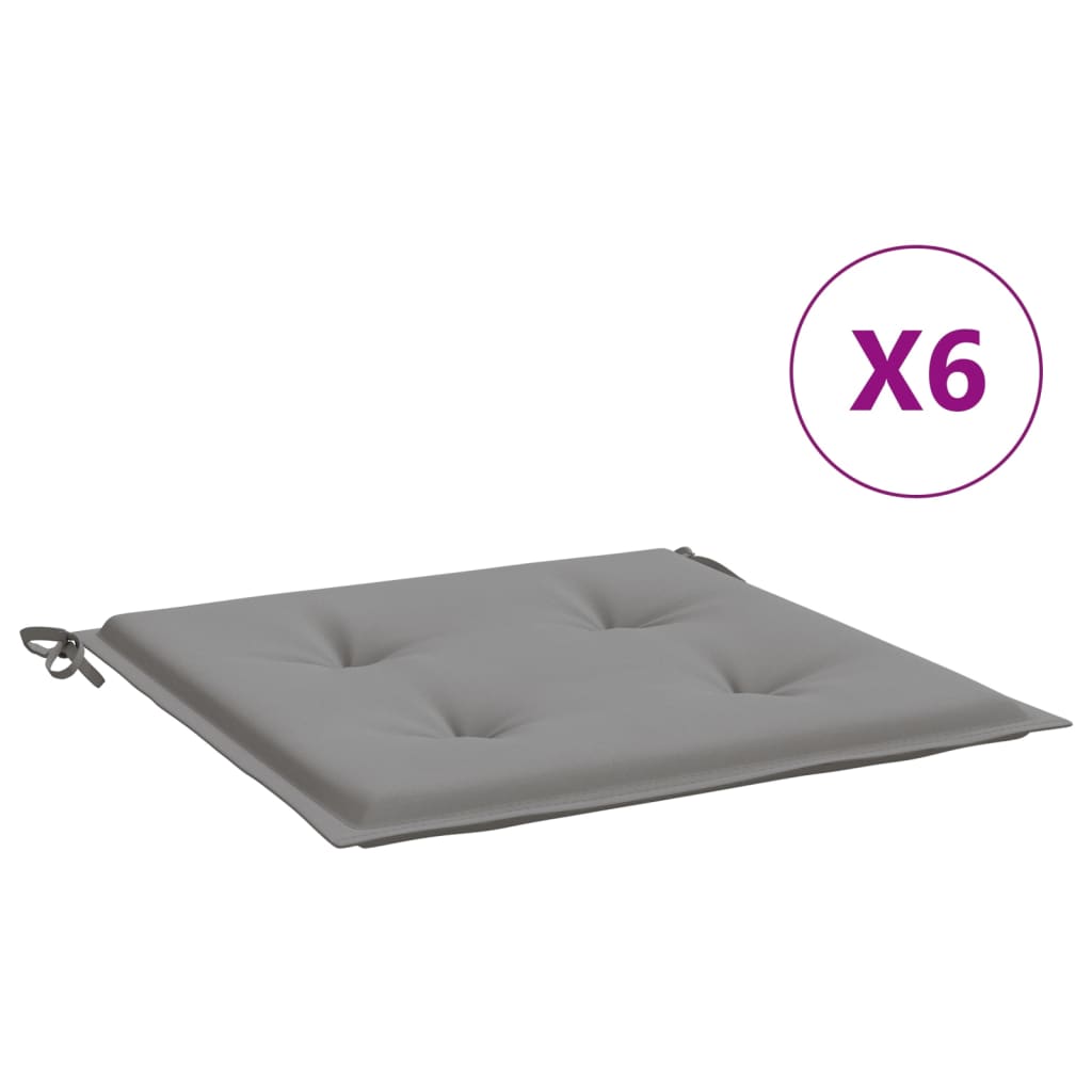 Tuinstoelkussens 6 st 50x50x3 cm oxford stof grijs 6 50 x 50 x 3 cm Grijs