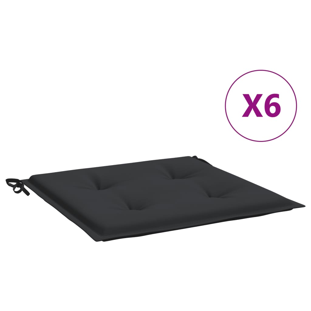 Tuinstoelkussens 6 st 50x50x3 cm oxford stof zwart 6 50 x 50 x 3 cm Zwart