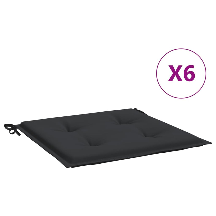 Tuinstoelkussens 6 st 50x50x3 cm oxford stof zwart 6 50 x 50 x 3 cm Zwart