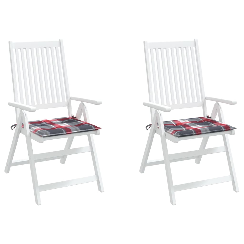 Tuinstoelkussens 2 St 50X50X3 Cm Oxford Stof Ruitpatroon Rood Rood Ruitpatroon 50 x 50 x 3 cm