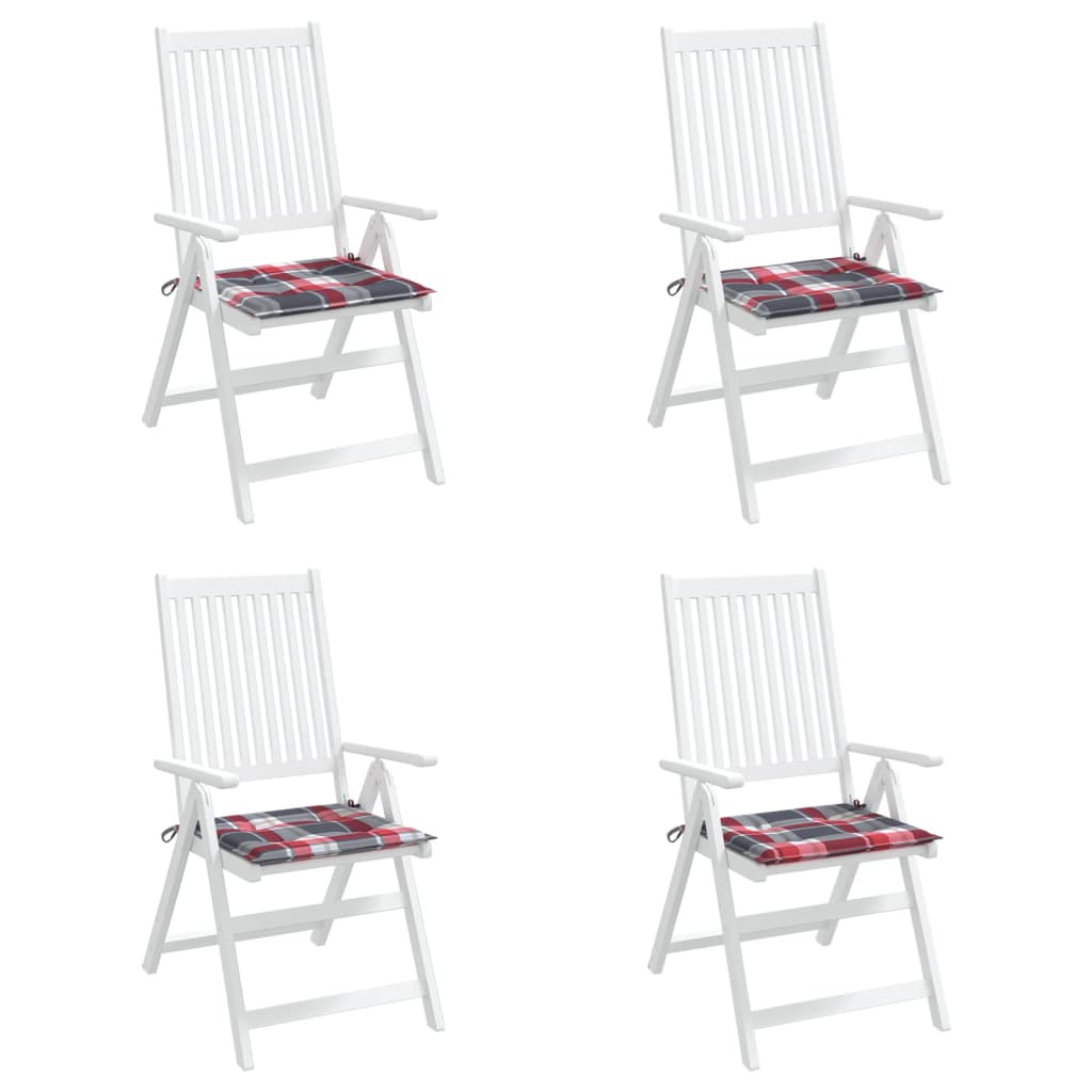 Tuinstoelkussens 4 st 50x50x3 cm oxford stof ruitpatroon rood 4 50 x 50 x 3 cm Rood ruitpatroon