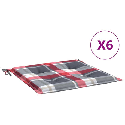 Tuinstoelkussens 6 St 50X50X3 Cm Oxford Stof Ruitpatroon Rood Rood Ruitpatroon 50 x 50 x 3 cm