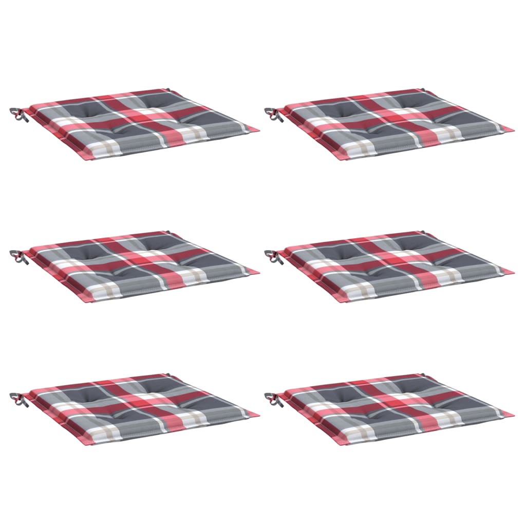 Tuinstoelkussens 6 St 50X50X3 Cm Oxford Stof Ruitpatroon Rood Rood Ruitpatroon 50 x 50 x 3 cm