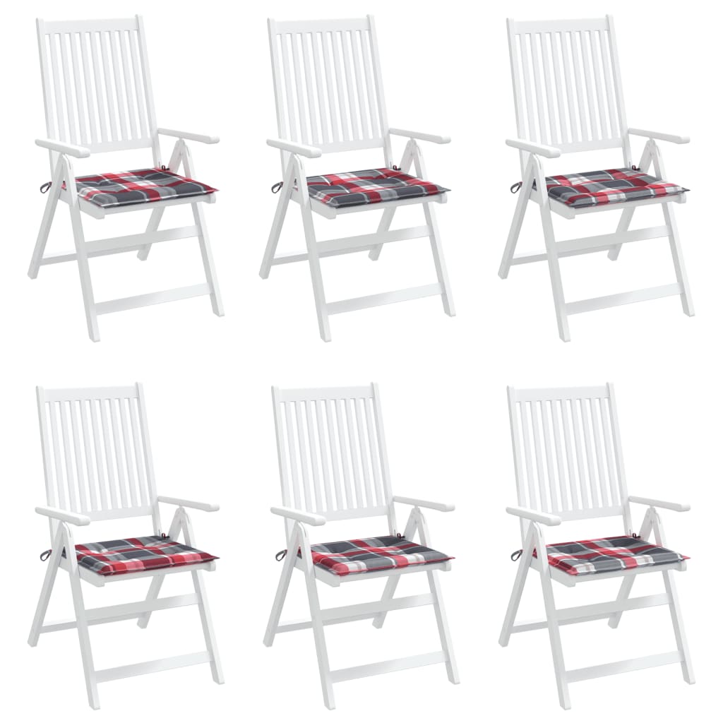 Tuinstoelkussens 6 St 50X50X3 Cm Oxford Stof Ruitpatroon Rood Rood Ruitpatroon 50 x 50 x 3 cm