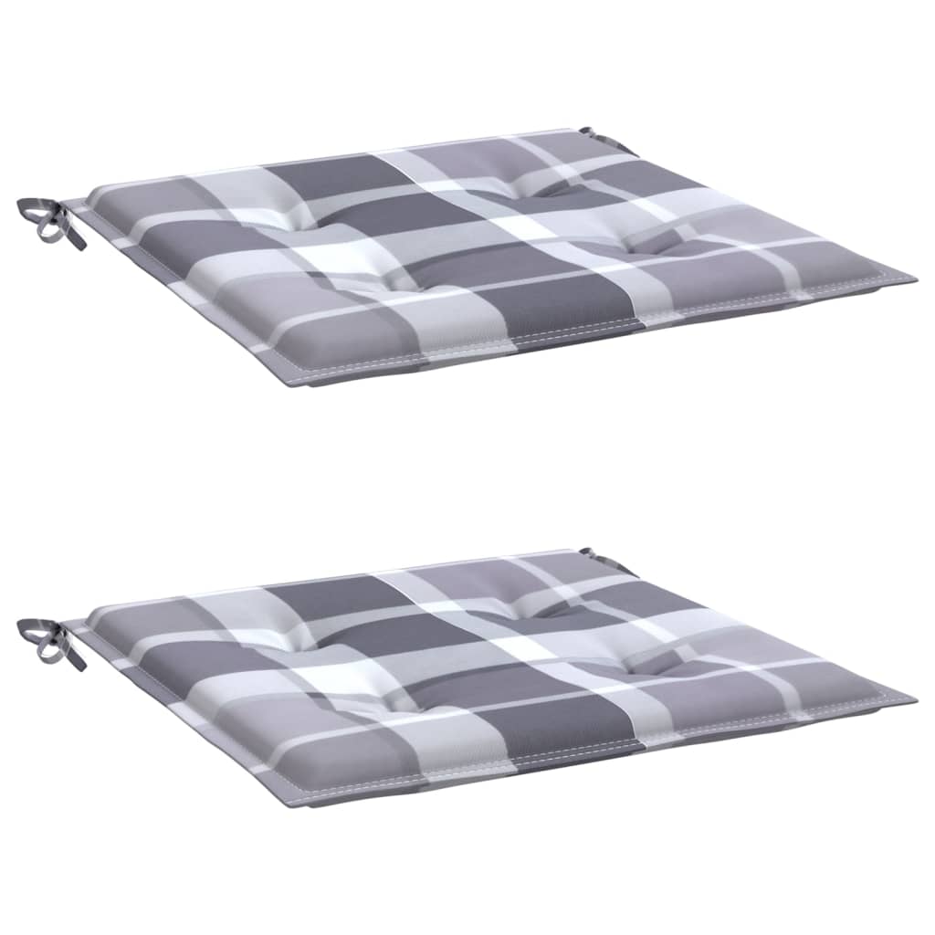 Tuinstoelkussens 2 St 50X50X3 Cm Oxford Stof Ruitpatroon Grijs Grijs Ruitpatroon 50 x 50 x 3 cm