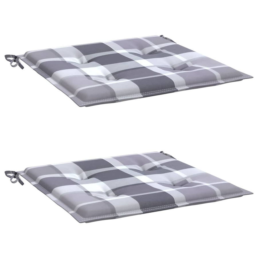 Tuinstoelkussens 2 St 50X50X3 Cm Oxford Stof Ruitpatroon Grijs Grijs Ruitpatroon 50 x 50 x 3 cm