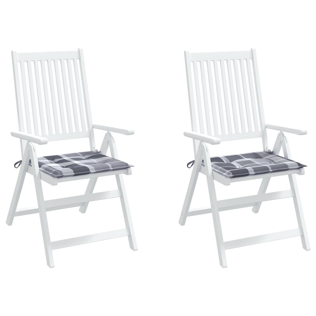 Tuinstoelkussens 2 St 50X50X3 Cm Oxford Stof Ruitpatroon Grijs Grijs Ruitpatroon 50 x 50 x 3 cm