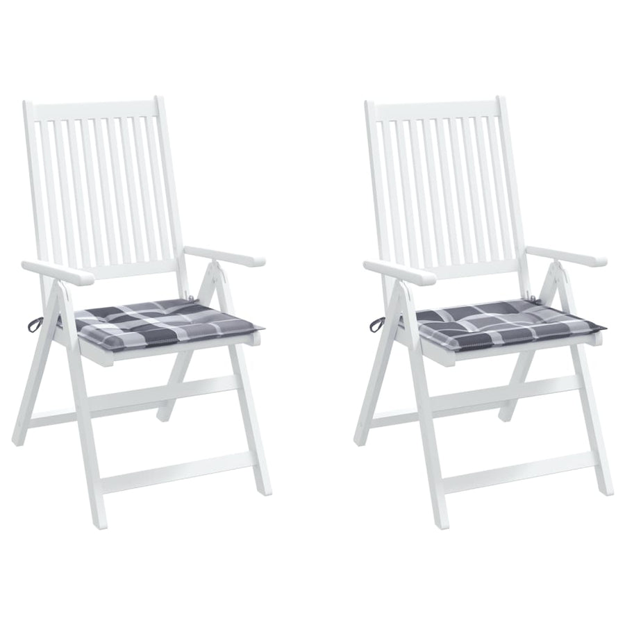 Tuinstoelkussens 2 St 50X50X3 Cm Oxford Stof Ruitpatroon Grijs Grijs Ruitpatroon 50 x 50 x 3 cm