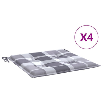 Tuinstoelkussens 4 st 50x50x3 cm oxford stof ruitpatroon grijs 4 50 x 50 x 3 cm Grijs ruitpatroon