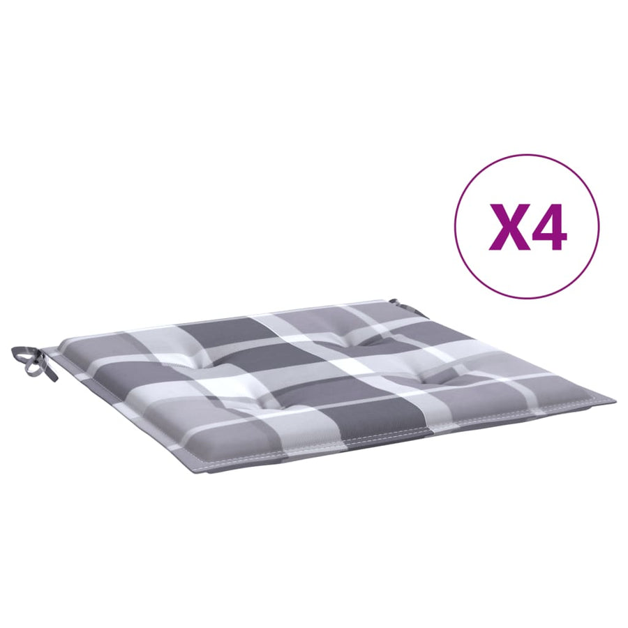 Tuinstoelkussens 4 st 50x50x3 cm oxford stof ruitpatroon grijs 4 50 x 50 x 3 cm Grijs ruitpatroon