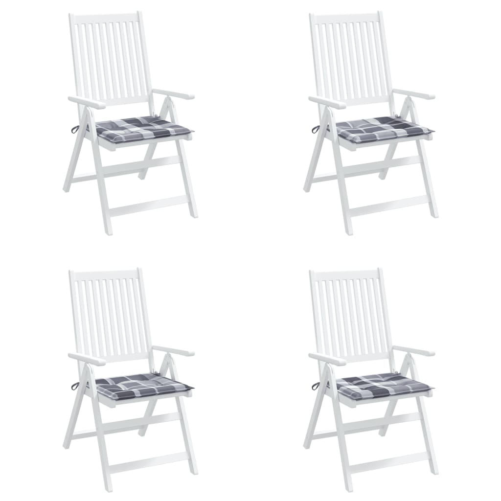 Tuinstoelkussens 4 st 50x50x3 cm oxford stof ruitpatroon grijs 4 50 x 50 x 3 cm Grijs ruitpatroon