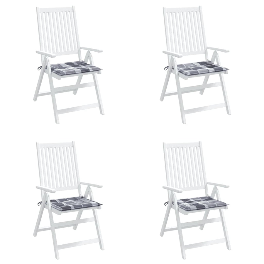 Tuinstoelkussens 4 st 50x50x3 cm oxford stof ruitpatroon grijs 4 50 x 50 x 3 cm Grijs ruitpatroon