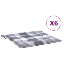 Tuinstoelkussens 6 St 50X50X3 Cm Oxford Stof Ruitpatroon Grijs Grijs Ruitpatroon 50 x 50 x 3 cm