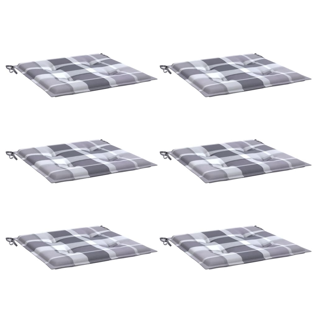 Tuinstoelkussens 6 St 50X50X3 Cm Oxford Stof Ruitpatroon Grijs Grijs Ruitpatroon 50 x 50 x 3 cm