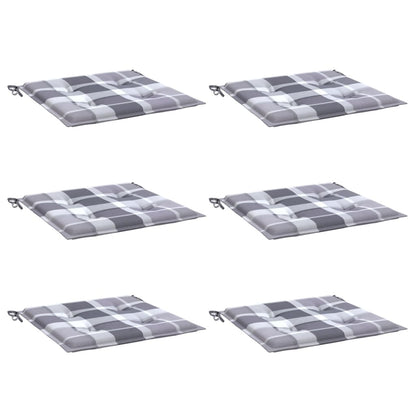 Tuinstoelkussens 6 St 50X50X3 Cm Oxford Stof Ruitpatroon Grijs Grijs Ruitpatroon 50 x 50 x 3 cm