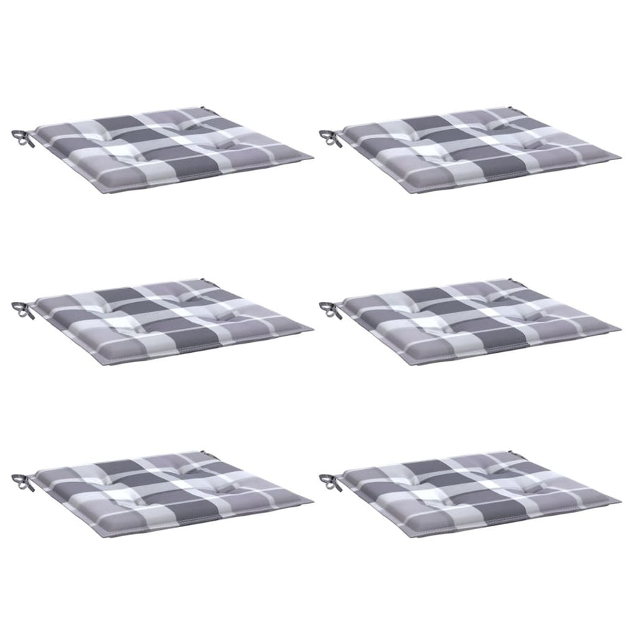 Tuinstoelkussens 6 St 50X50X3 Cm Oxford Stof Ruitpatroon Grijs Grijs Ruitpatroon 50 x 50 x 3 cm
