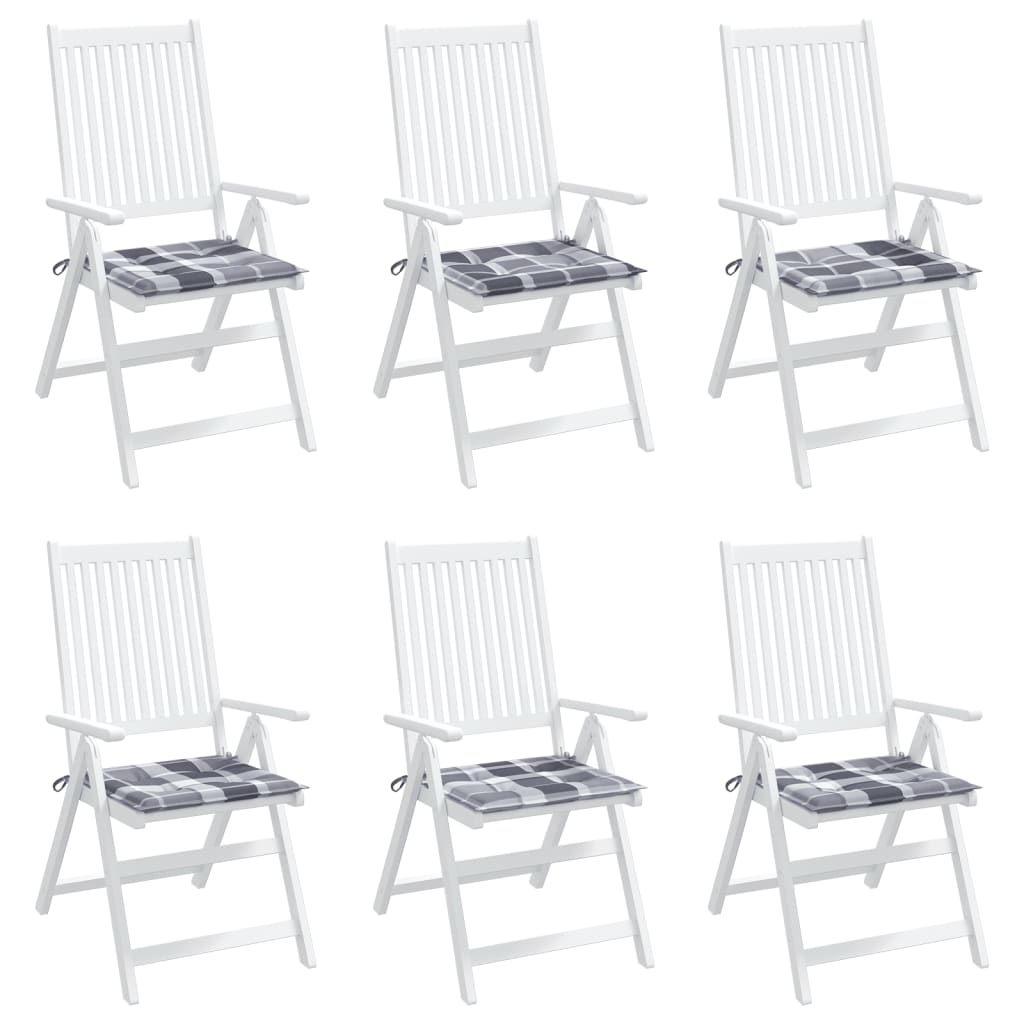Tuinstoelkussens 6 St 50X50X3 Cm Oxford Stof Ruitpatroon Grijs Grijs Ruitpatroon 50 x 50 x 3 cm