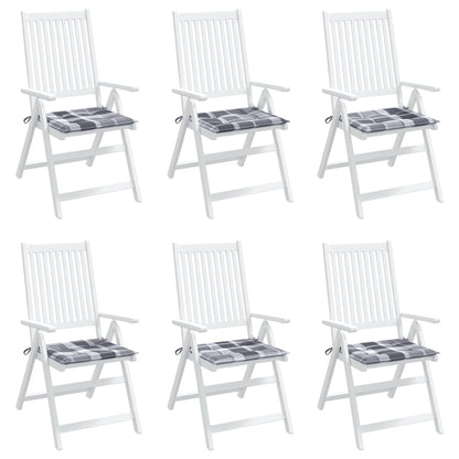 Tuinstoelkussens 6 St 50X50X3 Cm Oxford Stof Ruitpatroon Grijs Grijs Ruitpatroon 50 x 50 x 3 cm