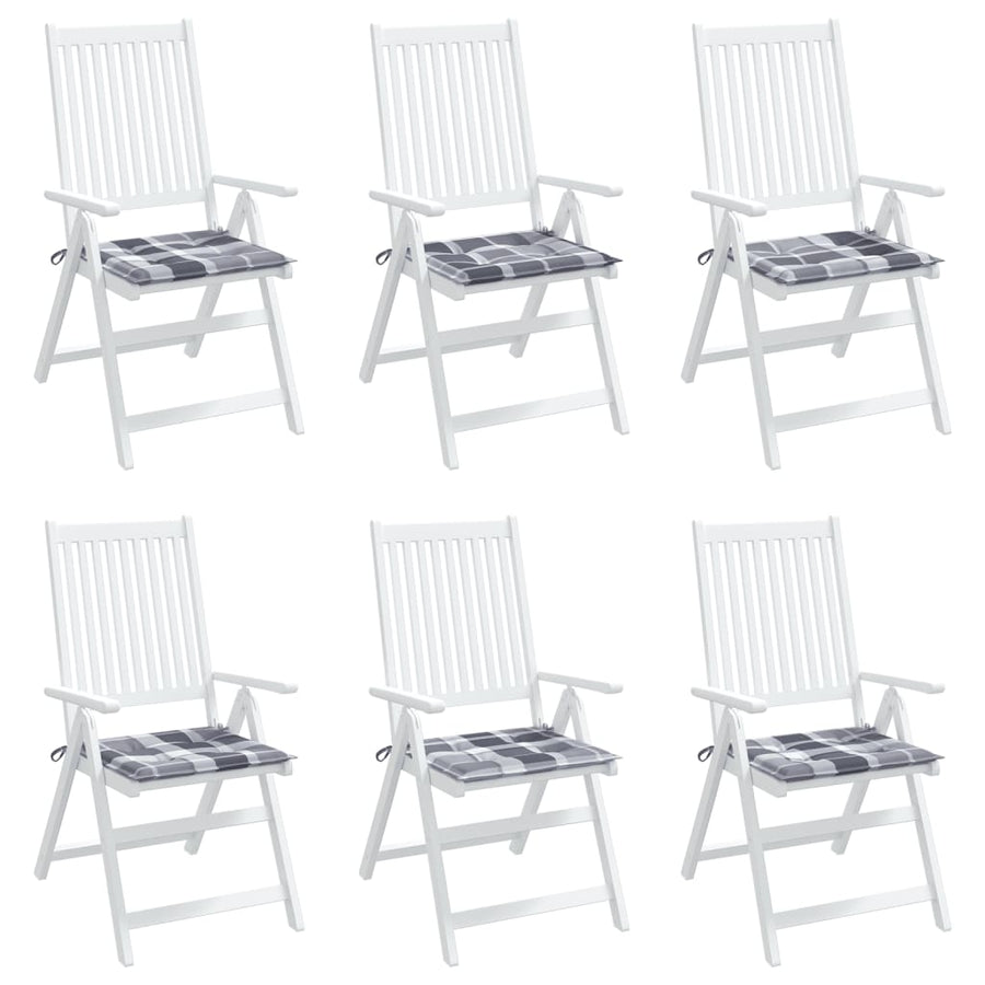 Tuinstoelkussens 6 St 50X50X3 Cm Oxford Stof Ruitpatroon Grijs Grijs Ruitpatroon 50 x 50 x 3 cm